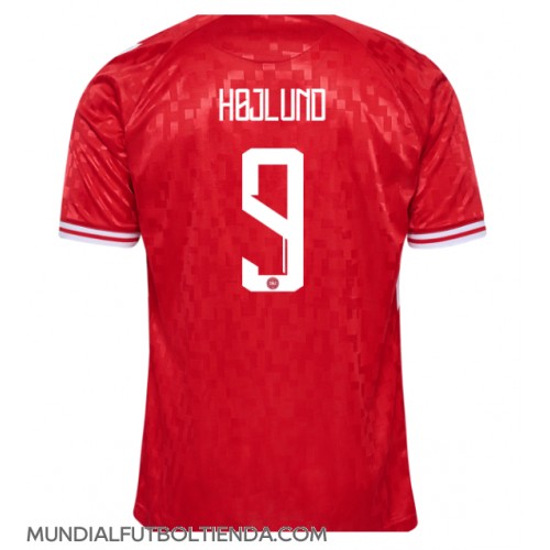 Camiseta Dinamarca Rasmus Hojlund #9 Primera Equipación Replica Eurocopa 2024 mangas cortas